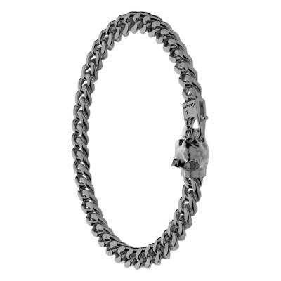 Black 925 Silver Cubane Pitbull Bracelet, Length 19 cm to 21 cm - ESB100-N - Zancan