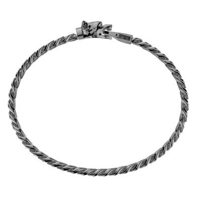 Black 925 Silver Cubane Pitbull Bracelet, Length 19 cm to 21 cm - ESB100-N - Zancan