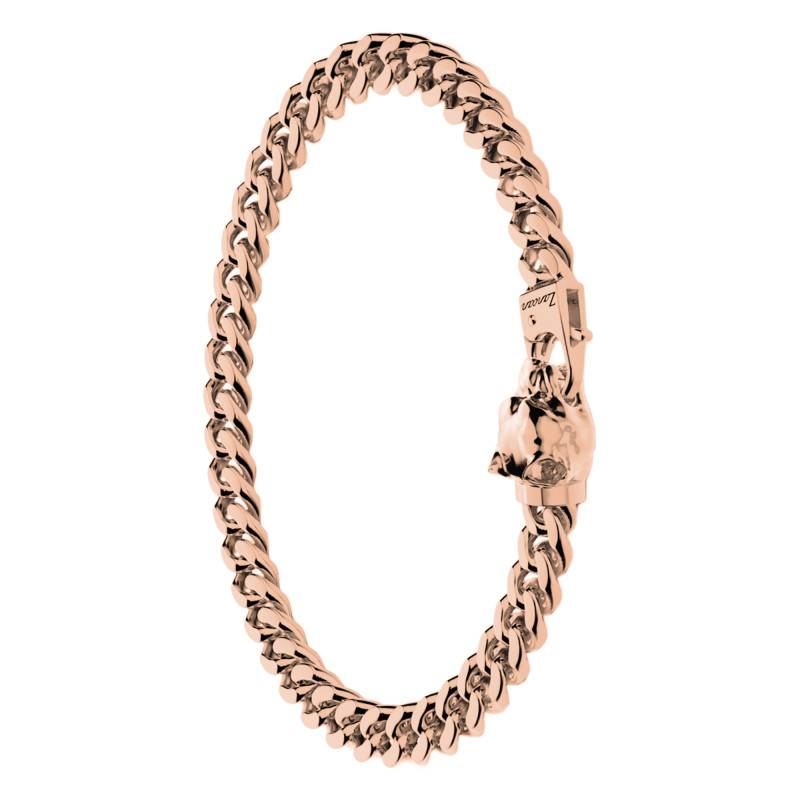 Cubane Rose Gold-Plated 925 Silver Pitbull Bracelet, 19 cm to 21 cm - ESB100-R - Zancan