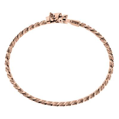 Cubane Rose Gold-Plated 925 Silver Pitbull Bracelet, 19 cm to 21 cm - ESB100-R - Zancan