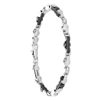 Bracelet Eternity Céramique Noire & Argent 925, Longueur 19 à 21 cm - ESB242 - Zancan