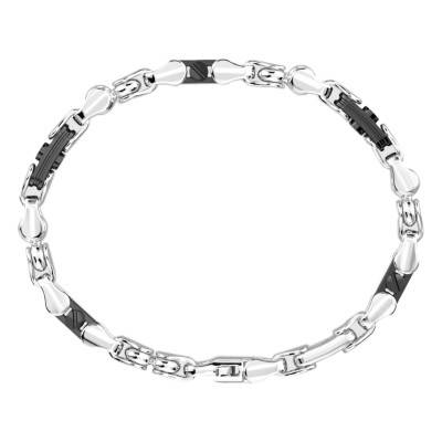 Black Ceramic & 925 Silver Eternity Bracelet, 19 cm to 21 cm - ESB242 - Zancan