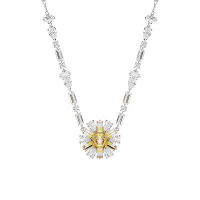Collier Idyllia Fleur Métal Rhodié & Cristaux Jaunes et Blancs 38 à 45cm - 5679916 - Swarovski