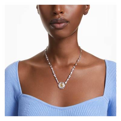Collier Idyllia Fleur Métal Rhodié & Cristaux Jaunes et Blancs 38 à 45cm - 5679916 - Swarovski