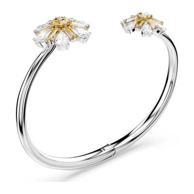 Bracelet Jonc Idyllia Fleurs Métal Rhodié & Cristaux Blancs et Jaunes - 5679938 - Swarovski