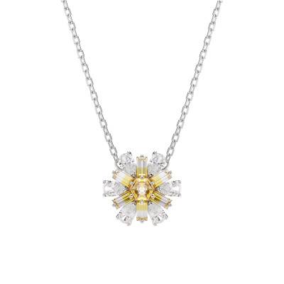 Collier Idyllia Fleur Métal Rhodié & Cristaux Blancs & Jaunes 38 à 45cm - 5679939 - Swarovski