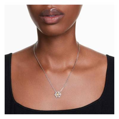 Collier Idyllia Fleur Métal Rhodié & Cristaux Blancs & Jaunes 38 à 45cm - 5679939 - Swarovski