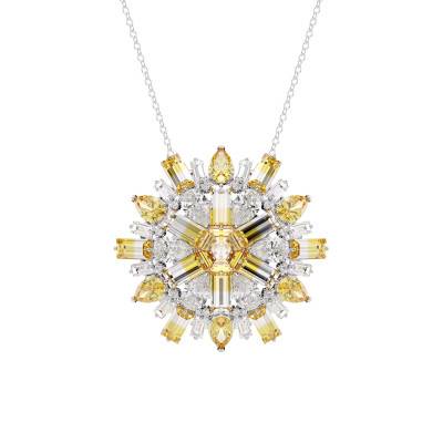 Collier Idyllia Fleur Métal Rhodié & Cristaux Jaunes & Blancs de 55 à 62 cm - 5679947 - Swarovski