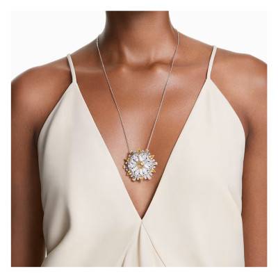 Collier Idyllia Fleur Métal Rhodié & Cristaux Jaunes & Blancs de 55 à 62 cm - 5679947 - Swarovski