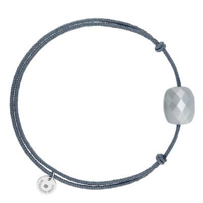 Bracelet Cordon Gris, Pierre de Lune Grise & Argent 925, Longueur Ajustable - Morganne Bello