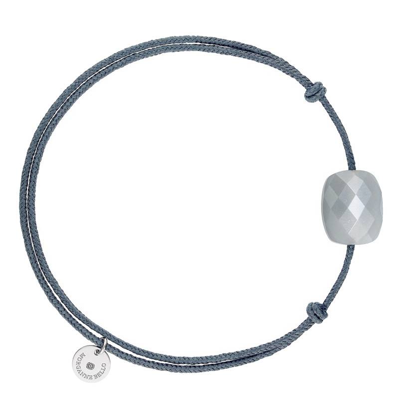 Gray Cord 925 Silver & Gray Moonstone Adjustable Length Bracelet - Morganne Bello