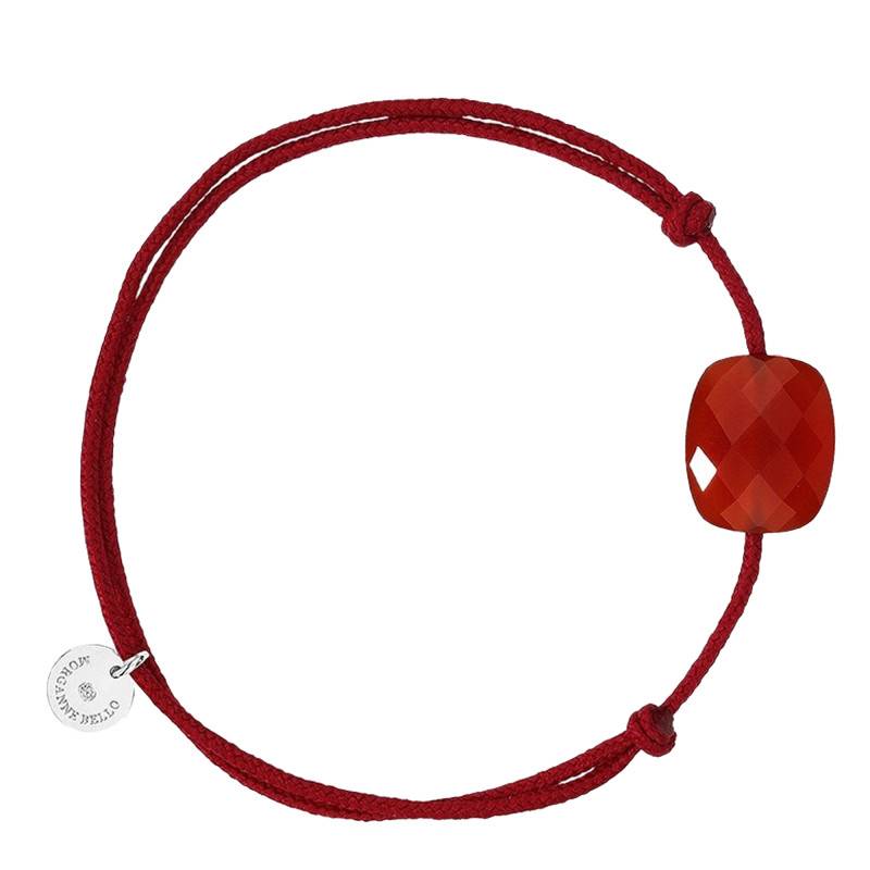 Vermilion Cord 925 Silver & Carnelian Adjustable Length Bracelet - Morganne Bello