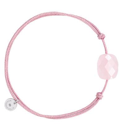 Bracelet Cordon Vieux Rose, Quartz Rose Poudré & Argent 925, Longueur Ajustable - Morganne Bello