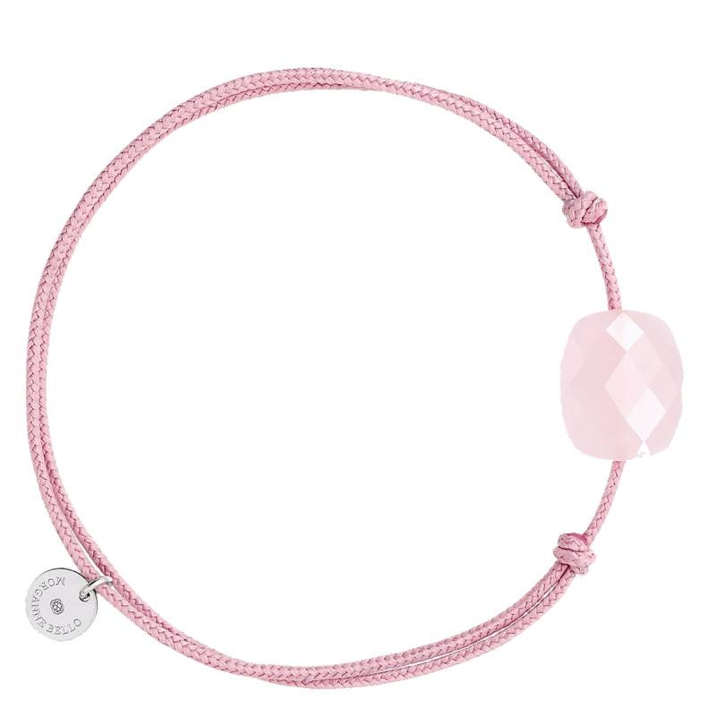 Old Rose Cord 925 Silver & Powdery Pink Quartz Adjustable Length Bracelet - Morganne Bello
