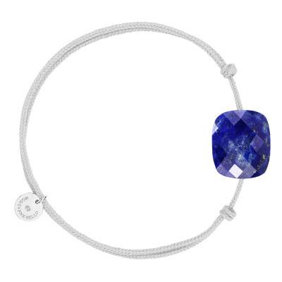 Bracelet Cordon Gris Souris, Lapis Lazuli & Argent 925, Longueur Ajustable - Morganne Bello