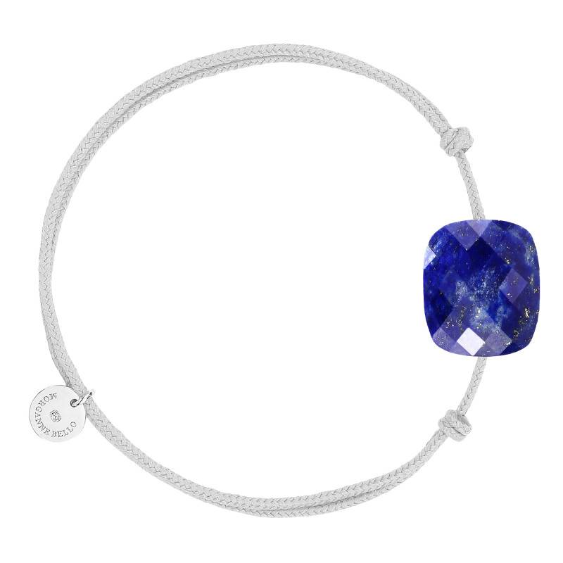 Gray 925 Silver Cord & Lapis Lazuli Bracelet, Adjustable Length - Morganne Bello