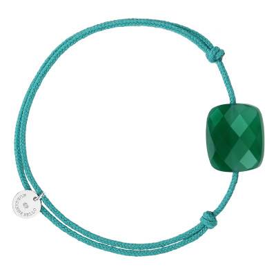 925 Silver South Seas Cord & Green Agate Bracelet, Adjustable Length - Morganne Bello