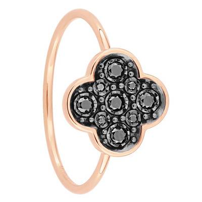 Bague Trèfle Diamants Noirs & Or Rose 750 - Morganne Bello