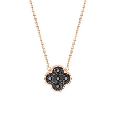 750 Rose Gold & Diamond Clover Necklace, Adjustable Length 42 cm - Morganne Bello