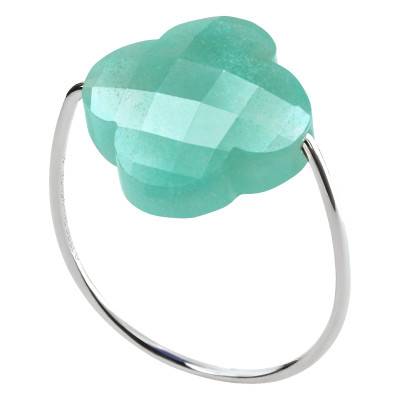 Bague Amazonite Trèfle & Or Blanc 750 - Morganne Bello