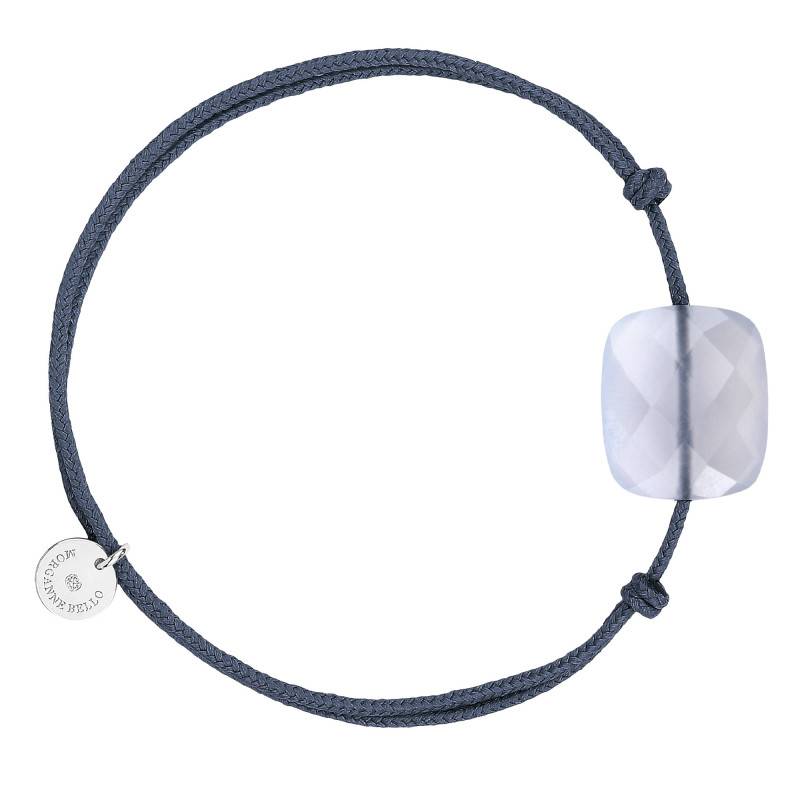 Denim Blue Cord 925 Silver & Lace Blue Agate Adjustable Length Bracelet - Morganne Bello
