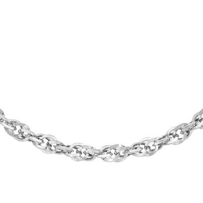 Chaîne Prince de Galles Diamantée en Or Blanc 375, Longueur 41 cm, Largeur 3,10 mm - Manillon