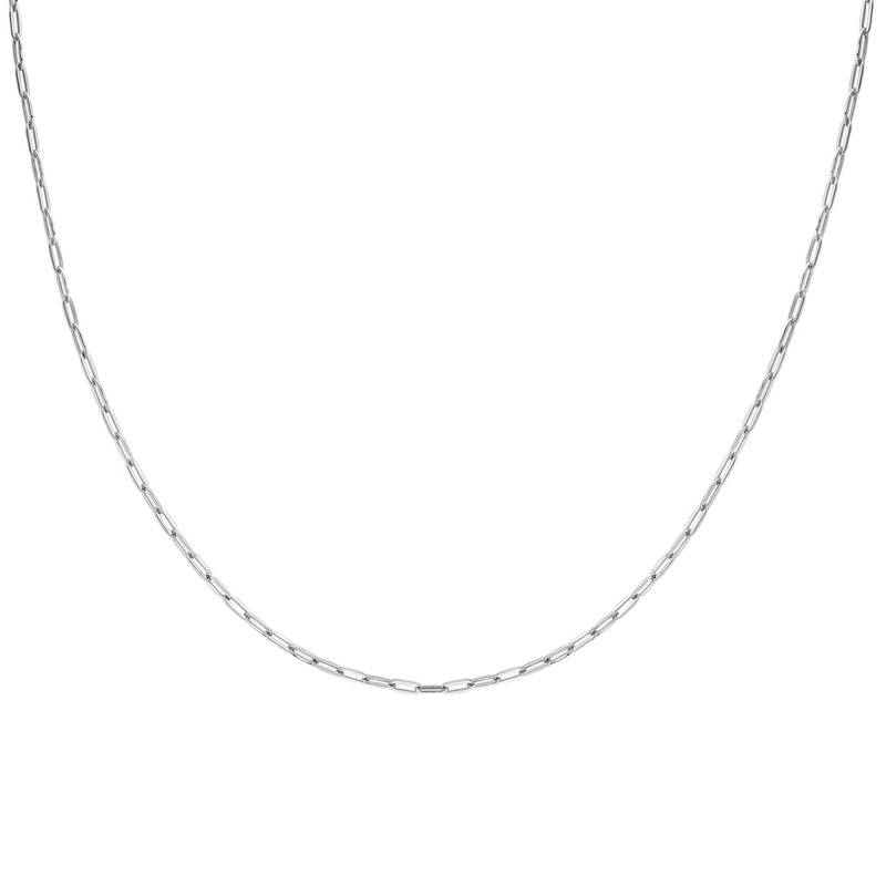 White Gold 375 Rectangular Link Chain, Length 46 cm, Width 2.30 mm - Manillon