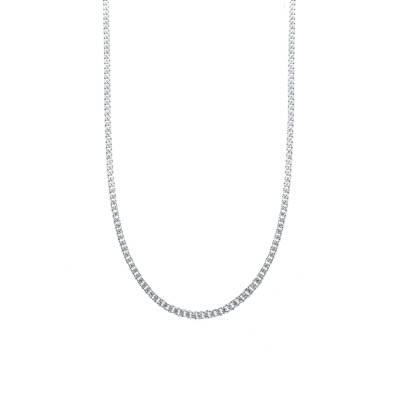 Chaîne Gourmette en Or Blanc 375, Longueur 46 cm - Manillon
