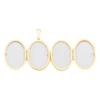 375/1000 Yellow Gold Floral Oval Photo Locket - Vandona