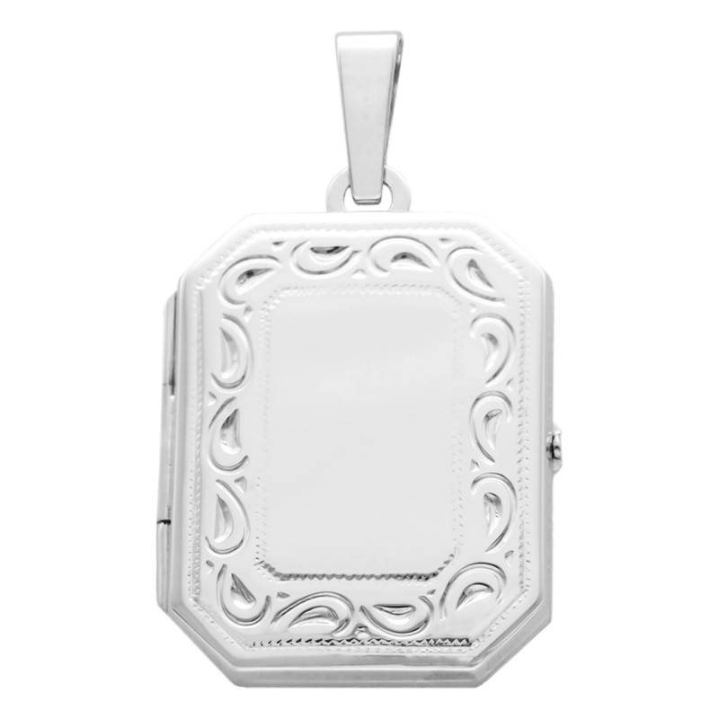 Textured Octagonal 925 Silver Photo Locket - Vandona