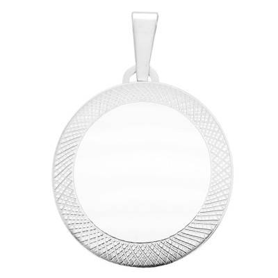 Médaillon Photo Rond Texturé en Argent 925, Diamètre 22 mm - Vandona