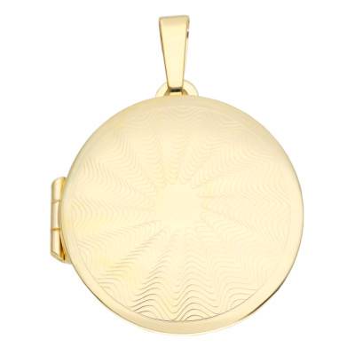 375 Yellow Gold Grooved Photo Locket - Vandona