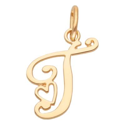 Pendentif Lettre T, Cœur en Or jaune 750 - Bambins