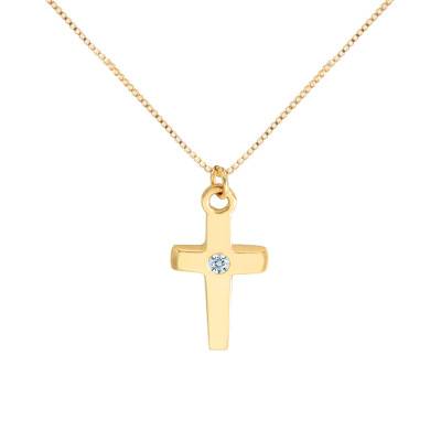 750 Yellow Gold & Diamond 0,015ct Cross Necklace, Length 45 cm - Vandona
