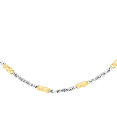 Chaîne Barre & Maille Corde en 2 Ors 375, Longueur 46 cm, Largeur 1,50 mm - Manillon
