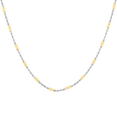 Chaîne Barre & Maille Corde en 2 Ors 375, Longueur 46 cm, Largeur 1,50 mm - Manillon