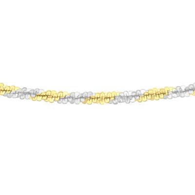 2-Tone White and Yellow 375/1000 Gold Tocalle Chain, 41 cm Length, 1.40 mm Width - Manillon