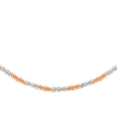 375 White and Rose Gold Two-Tone Tocalle Chain, Length 41 cm, Width 1.40 mm - Manillon