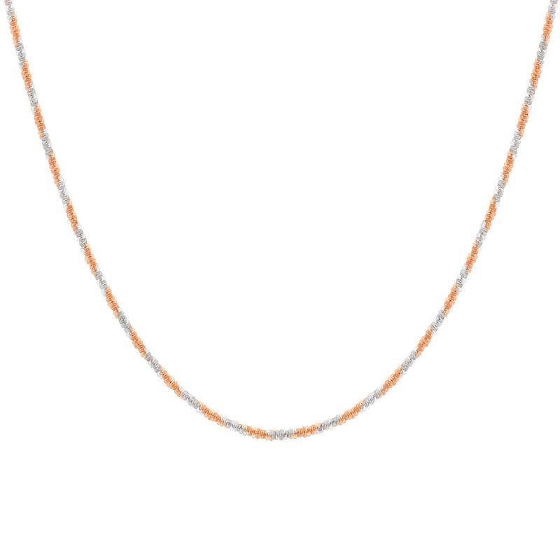 375 White and Rose Gold Two-Tone Tocalle Chain, Length 41 cm, Width 1.40 mm - Manillon