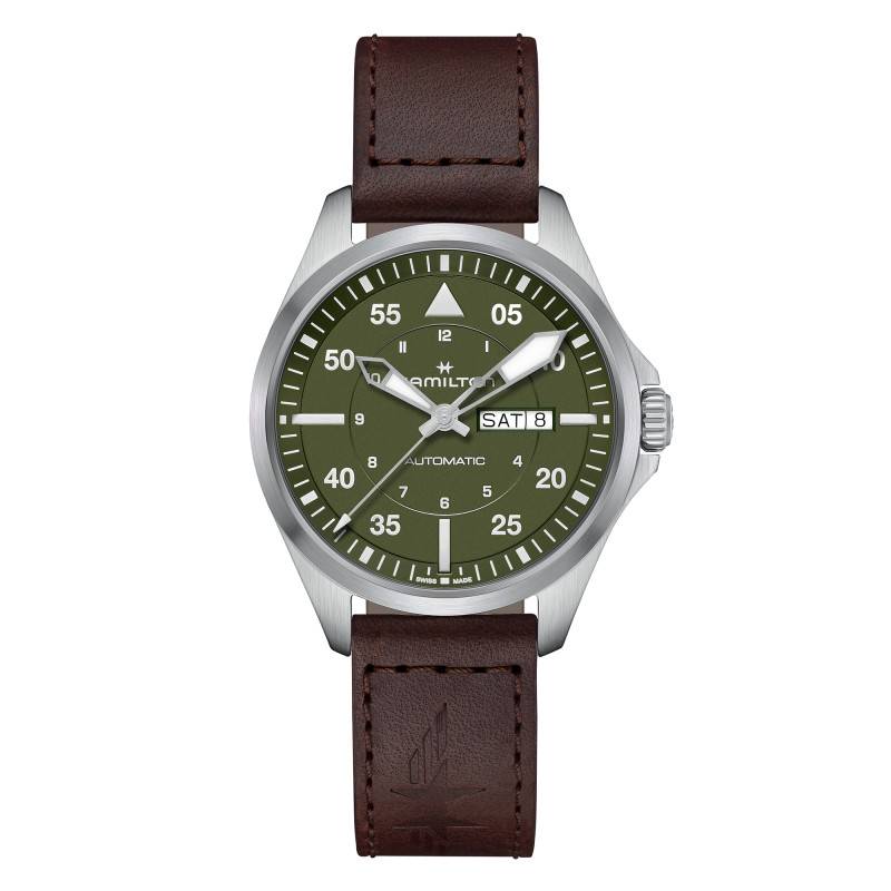 Khaki Aviation Pilot Day-Date 42 mm Watch H64635560 - Hamilton