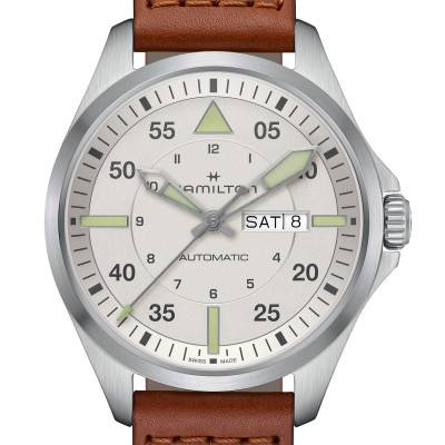 Montrre Khaki Aviation Pilot Day-Date 42 mm H64635550 - Hamilton