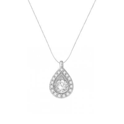 Collier Goutte Diamants 0,28 ct GSI2 en Or Blanc 750, Longueur 40 cm - Diamond Lady