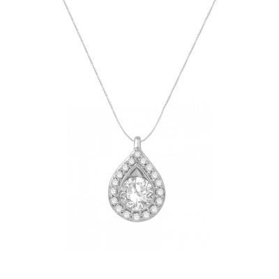 Collier Goutte Diamants 0,53 ct GSI2 et Or Blanc 750, Longueur 40 cm - Diamond Lady