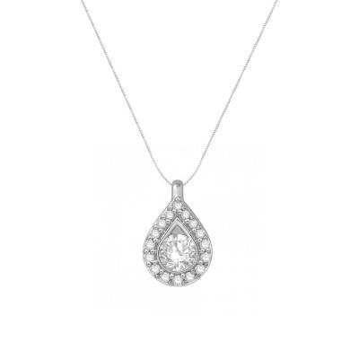 Collier Goutte Diamants 0,22 ct GSI2 en Or Blanc 750, Longueur 40 cm - Diamond Lady