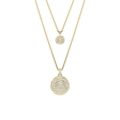 Collier Meteora Double Métal Doré & Cristaux Blancs, Longueur 38 à 45 cm - 5683442 - Swarovski