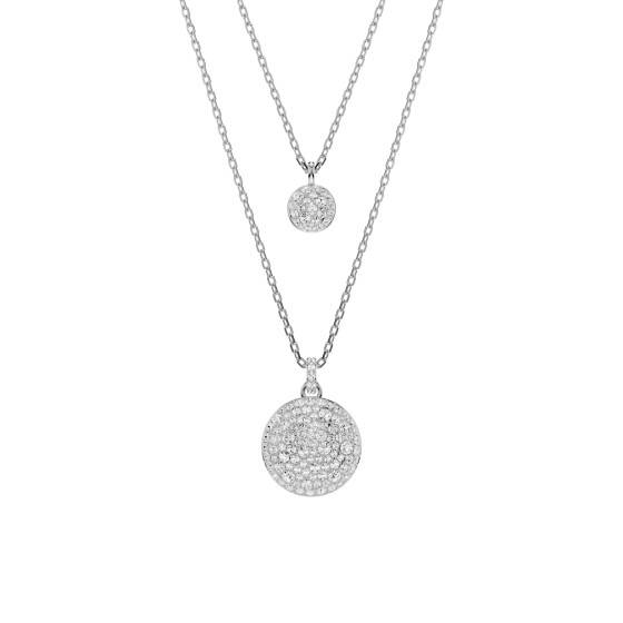 Double Rhodium-Plated & White Crystal Necklace 5684244 - Swarovski - Ocarat