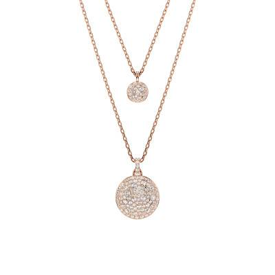 Collier Meteora Double Métal Rosé & Cristaux Blancs, Longueur 38 à 45 cm - 5683449 - Swarovski