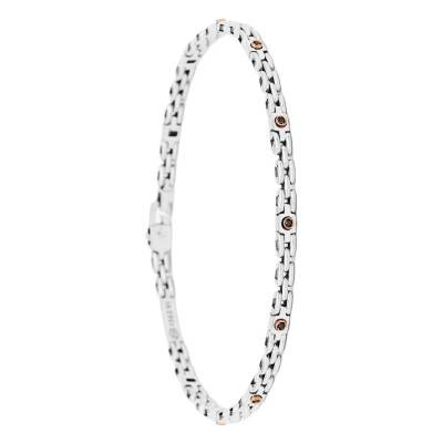 Two-Gold 750 & Black Diamond Insignia Bracelet, Length 19 cm to 21 cm - EB816BR - Zancan