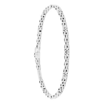 Bracelet Insignia Or Blanc 750 & Diamants, Longueur 19 cm à 21 cm - EB817B - Zancan