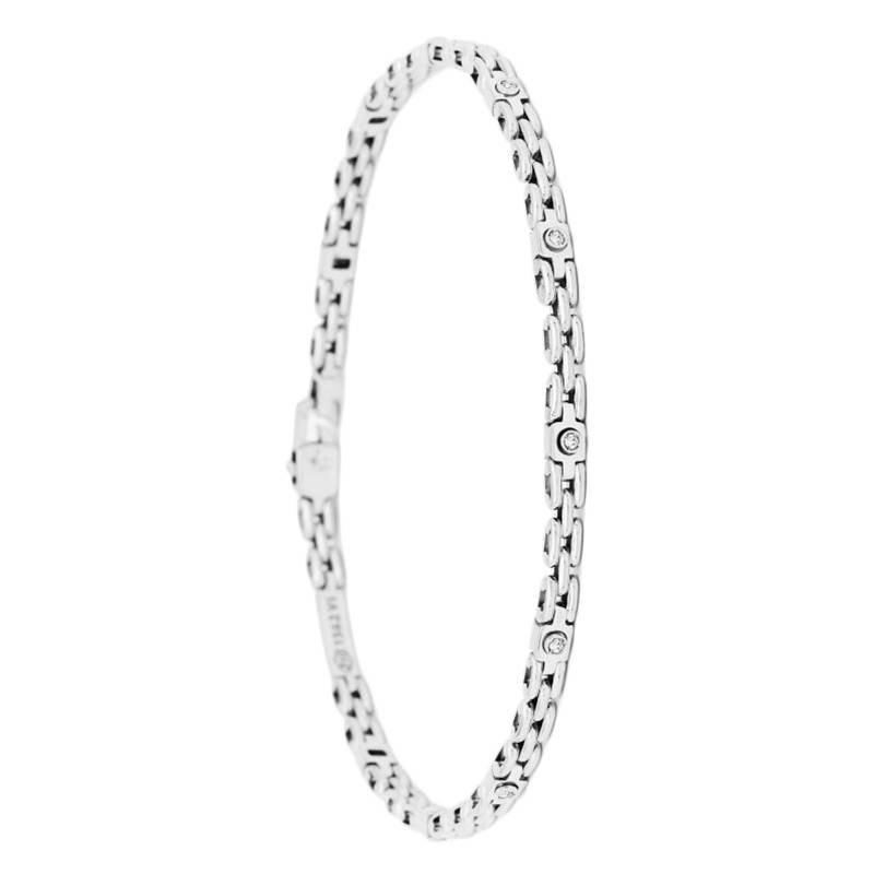750/1000 White Gold & Diamonds Insignia Bracelet, 19 cm to 21 cm - EB817B - Zancan